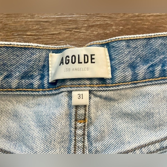 Agolde Shorts Women's 31 Blue Distressed Jorts Button Fly Denim Light Wash - Picture 6 of 10